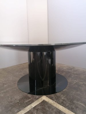 Italian Black Wood Lacquered & Glass Table In the Style of Sabot-HZ-835882