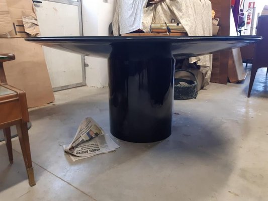 Italian Black Wood Lacquered & Glass Table In the Style of Sabot-HZ-835882