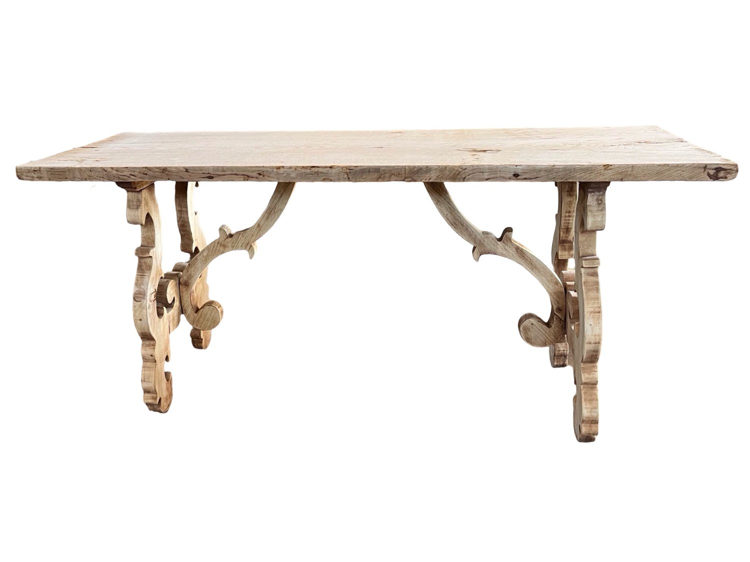 Italian Bleached Walnut Console Table with Lyre Legs