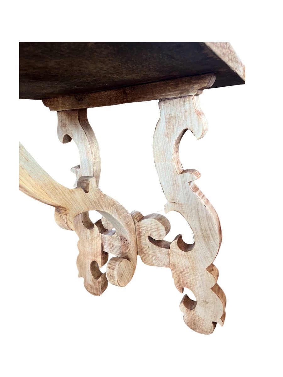 Italian Bleached Walnut Console Table with Lyre Legs