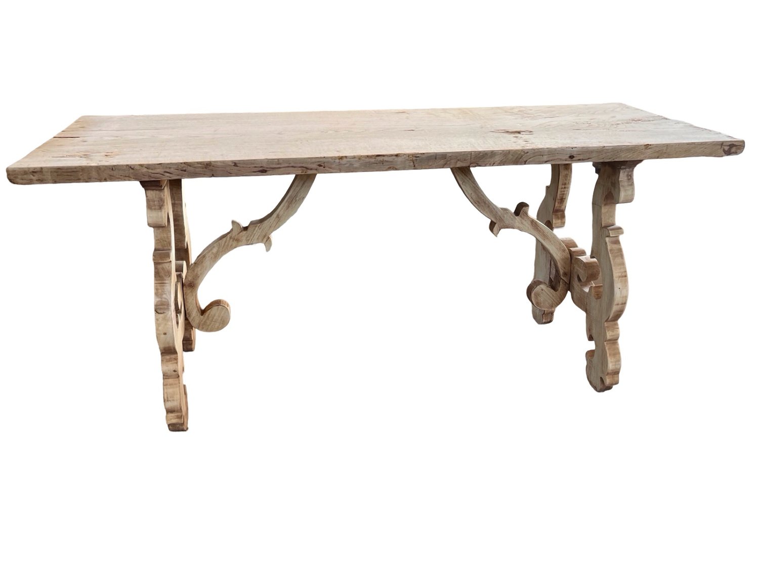 Italian Bleached Walnut Console Table with Lyre Legs