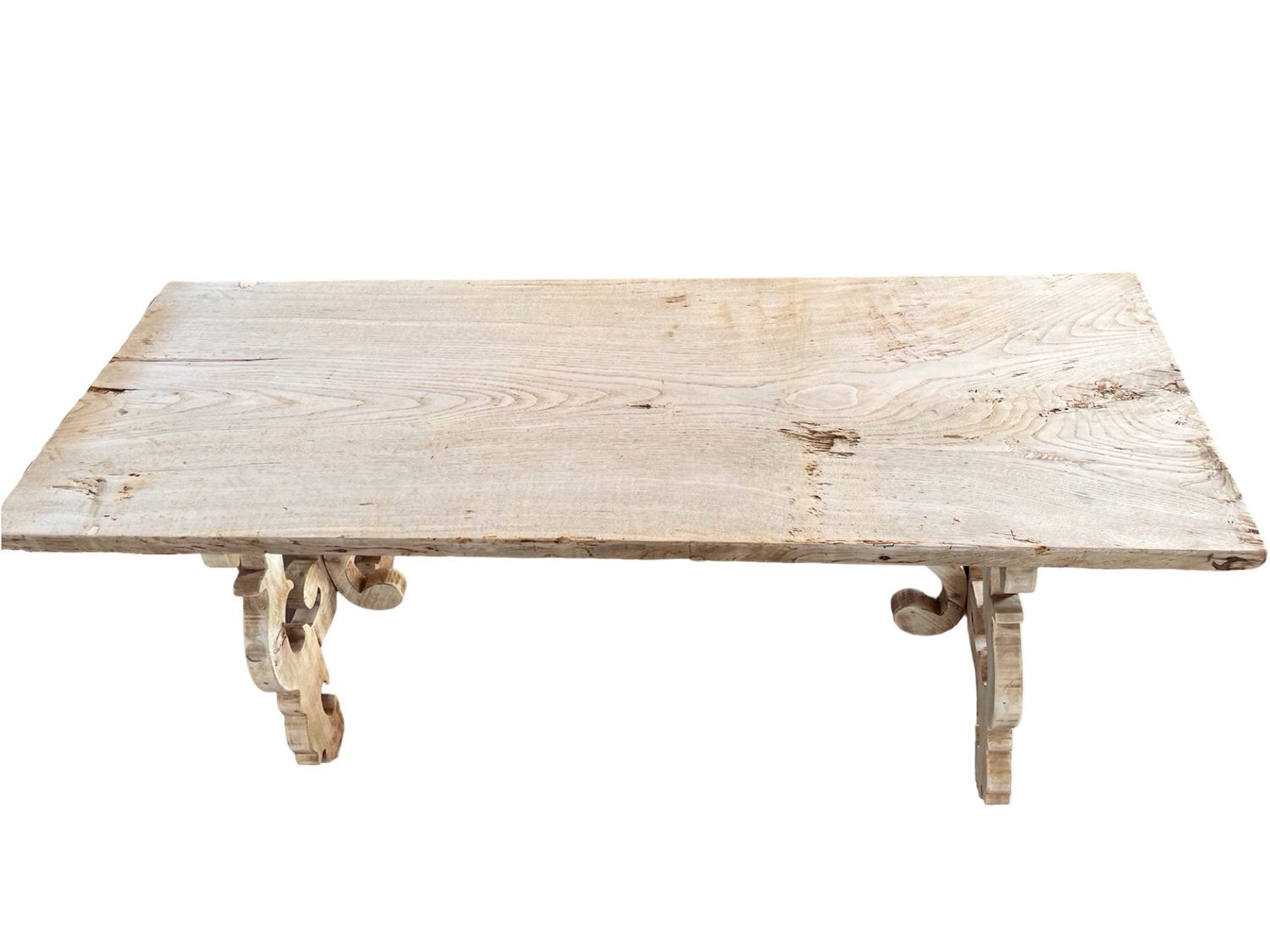 Italian Bleached Walnut Console Table with Lyre Legs