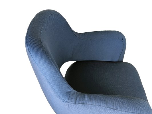 Italian Blue Fabric and Metal Swivel Desk Chair, 1960s-1970s-RD-1744297