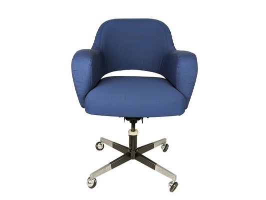 Italian Blue Fabric and Metal Swivel Desk Chair, 1960s-1970s-RD-1744297