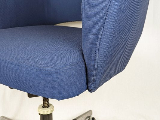 Italian Blue Fabric and Metal Swivel Desk Chair, 1960s-1970s-RD-1744297