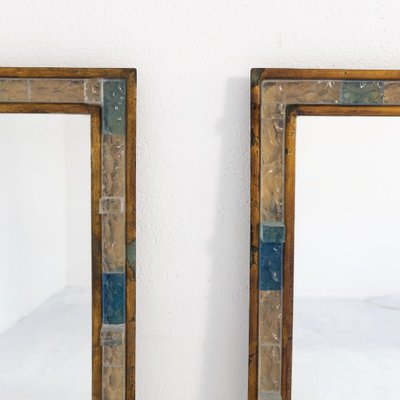 Italian Blue Hammered Glass and Gilt Wrought Iron Mirror from Poliarte, 1970s-FUE-1727101