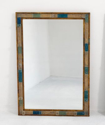 Italian Blue Hammered Glass and Gilt Wrought Iron Mirror from Poliarte, 1970s-FUE-1727101