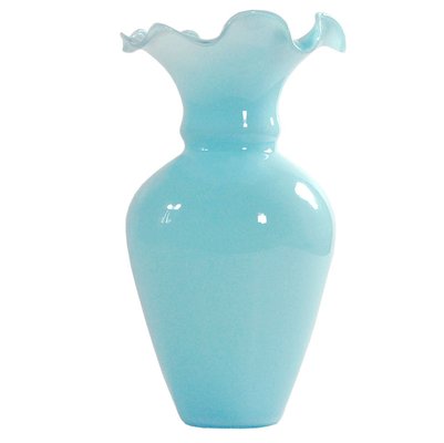 Italian Blue Opaline Glass Vase, Florence, Italy, 1970s-GIW-1756696