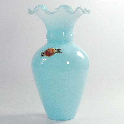 Italian Blue Opaline Glass Vase, Florence, Italy, 1970s-GIW-1756696