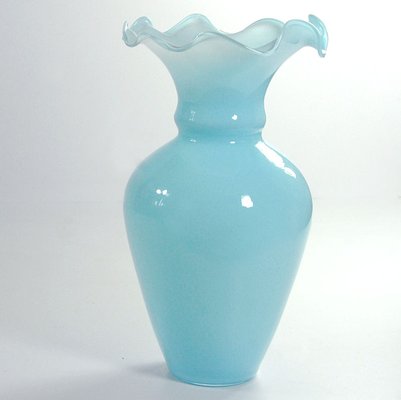 Italian Blue Opaline Glass Vase, Florence, Italy, 1970s-GIW-1756696