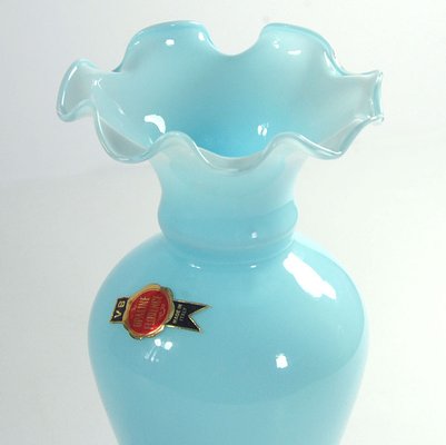 Italian Blue Opaline Glass Vase, Florence, Italy, 1970s-GIW-1756696