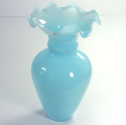 Italian Blue Opaline Glass Vase, Florence, Italy, 1970s-GIW-1756696