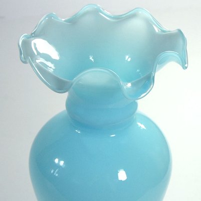 Italian Blue Opaline Glass Vase, Florence, Italy, 1970s-GIW-1756696