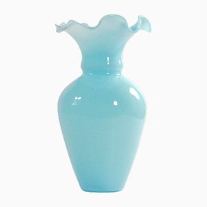 Italian Blue Opaline Glass Vase, Florence, Italy, 1970s-GIW-1756696