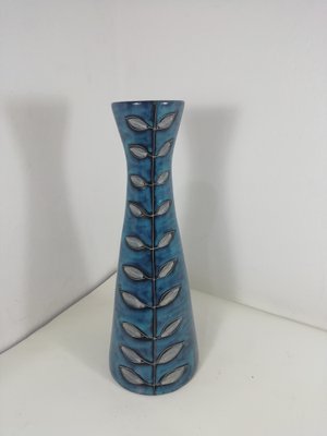 Italian Blue Vase with Bitossi Leaves, 1960s-HNE-1420315