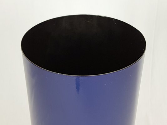 Italian Blue, White & Black Enameled Metal Umbrella Stand, 1960s-RD-1819891