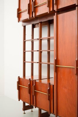 Italian Bookcase in Walnut and Brass, 1960s-ITV-1398871