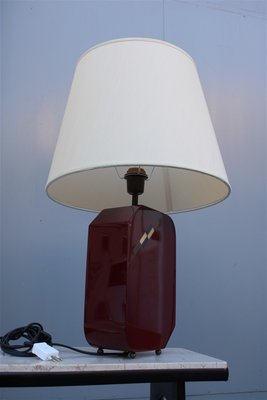 Italian Bordeaux Bakelite Table Lamp, 1970s-EH-695618