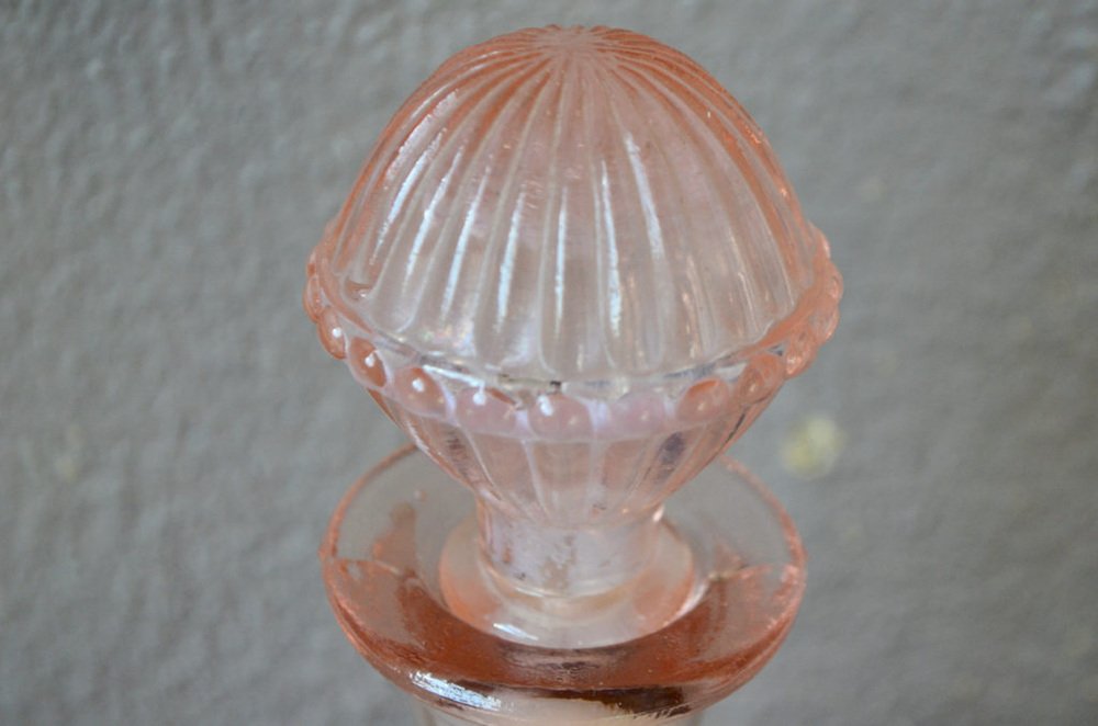 Italian Bottle in Sandblasted Pink Glass from Empoli, 1960s