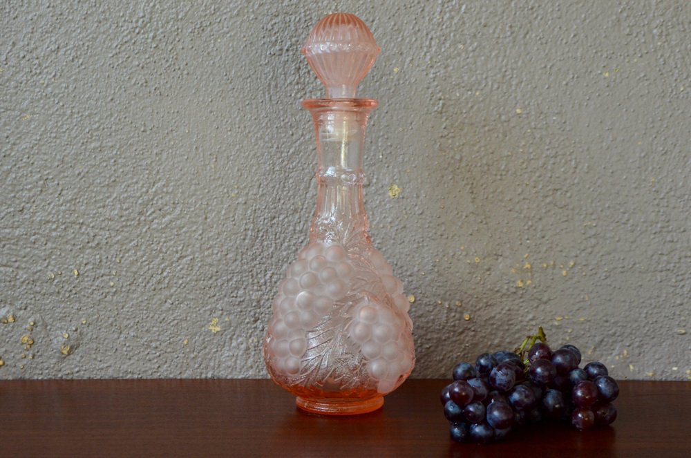 Italian Bottle in Sandblasted Pink Glass from Empoli, 1960s