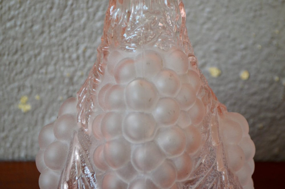 Italian Bottle in Sandblasted Pink Glass from Empoli, 1960s