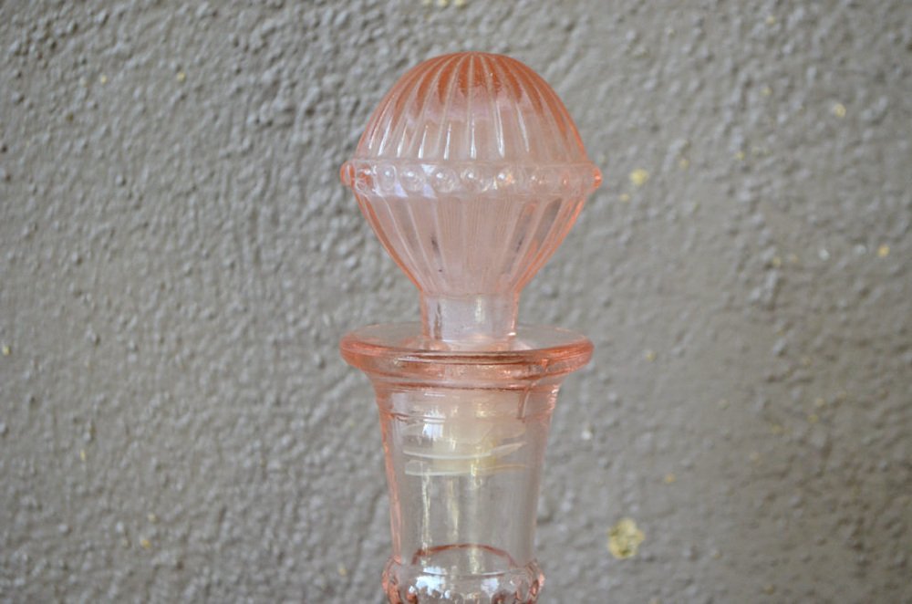 Italian Bottle in Sandblasted Pink Glass from Empoli, 1960s