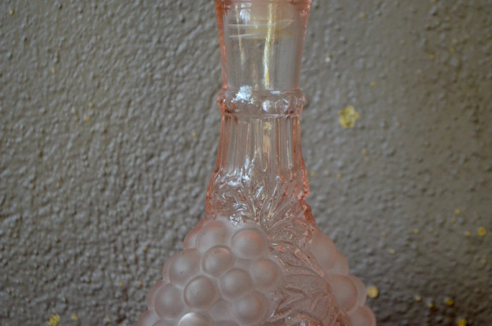 Italian Bottle in Sandblasted Pink Glass from Empoli, 1960s