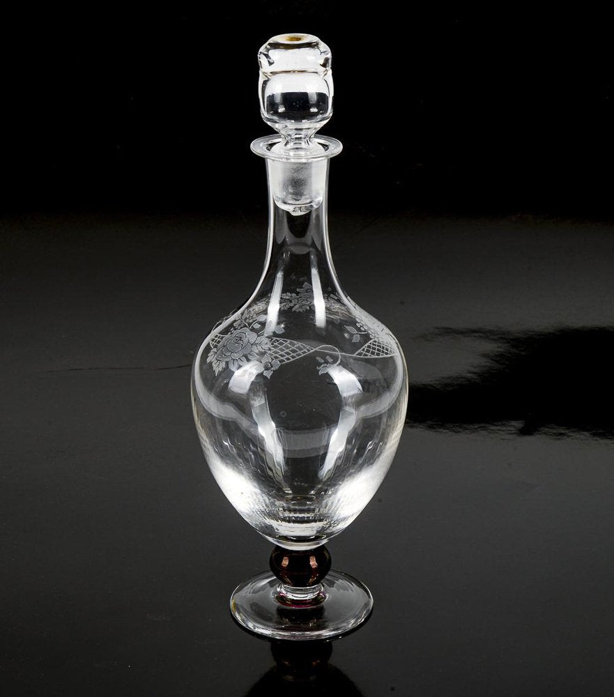 Italian Bottle with Etched Glass Stopper from Cristallerie