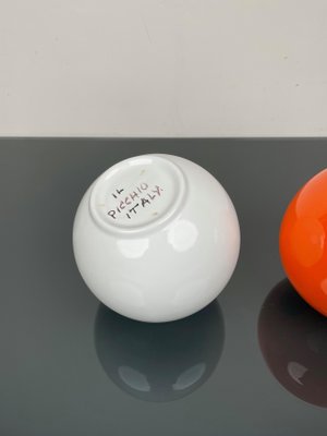 Italian Bowling Ball Vases in Orange and White Ceramic by Il Picchio, 1970s, Set of 2-LYQ-1325552