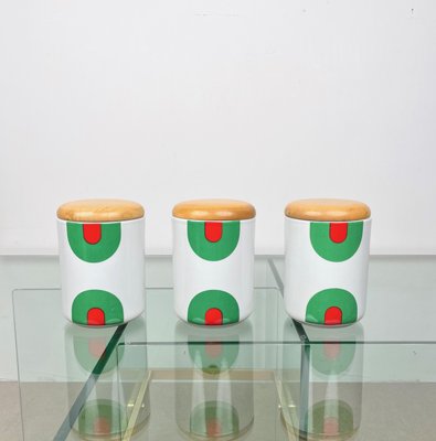 Italian Box Vases in Ceramic and Wood by Franco Pozzi Gallarate, 1970s, Set of 3-LYQ-1323647