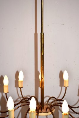 Italian Brass 12-Light Chandelier, 1950s-AOL-715259