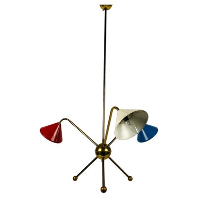 Italian Brass 3-Arm Chandelier from Arredoluce, Italy, 1950s-PUK-1050931