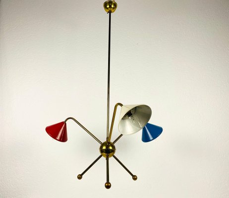 Italian Brass 3-Arm Chandelier from Arredoluce, Italy, 1950s-PUK-1050931