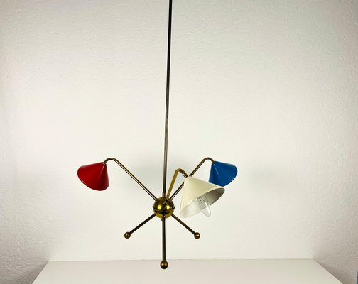 Italian Brass 3-Arm Chandelier from Arredoluce, Italy, 1950s-PUK-1050931