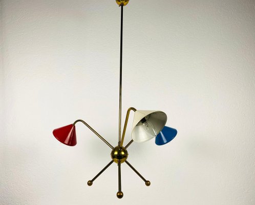 Italian Brass 3-Arm Chandelier from Arredoluce, Italy, 1950s-PUK-1050931