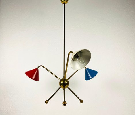 Italian Brass 3-Arm Chandelier from Arredoluce, Italy, 1950s-PUK-1050931