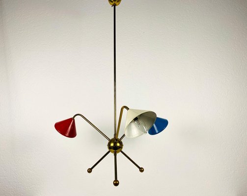 Italian Brass 3-Arm Chandelier from Arredoluce, Italy, 1950s-PUK-1050931