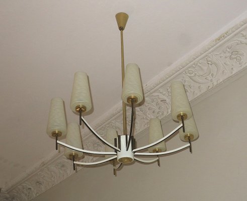 Italian Brass and Art Glass Chandelier, 1970s-ED-1722403