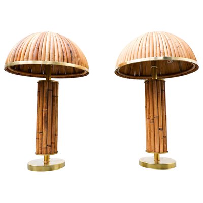 Italian Brass and Bamboo Table Lamp, Set of 2-FGA-943185