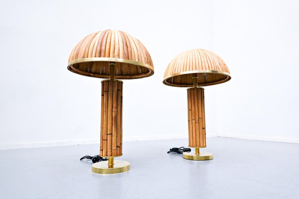 Italian Brass and Bamboo Table Lamp, Set of 2-FGA-943185