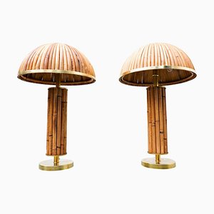 Italian Brass and Bamboo Table Lamp, Set of 2-FGA-943185