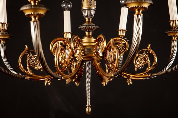 Italian Brass and Chrome Chandelier, 1950s-MBH-1032010