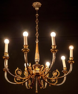 Italian Brass and Chrome Chandelier, 1950s-MBH-1032010