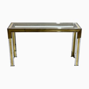 Italian Brass and Chrome Console Table, 1970s-CXC-674239