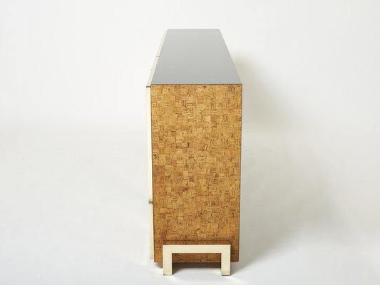 Italian Brass and Cork Marquetry Sideboard, 1970s-YJA-1345285