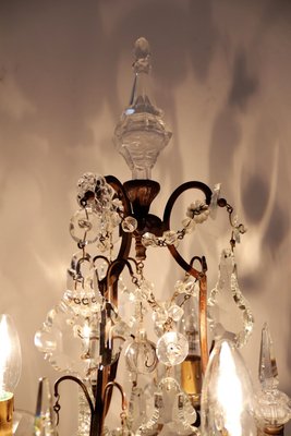 Italian Brass and Crystal Glass Table Lamp, 1950s-VNE-876039