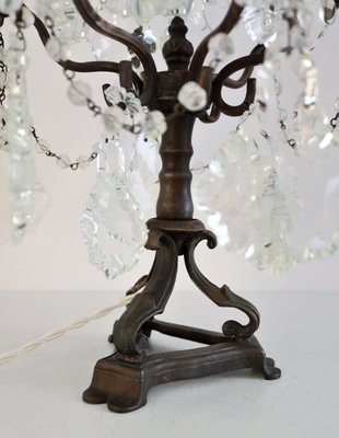 Italian Brass and Crystal Glass Table Lamp, 1950s-VNE-876039