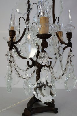 Italian Brass and Crystal Glass Table Lamp, 1950s-VNE-876039