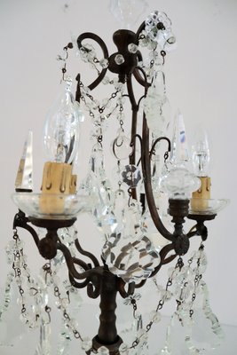 Italian Brass and Crystal Glass Table Lamp, 1950s-VNE-876039