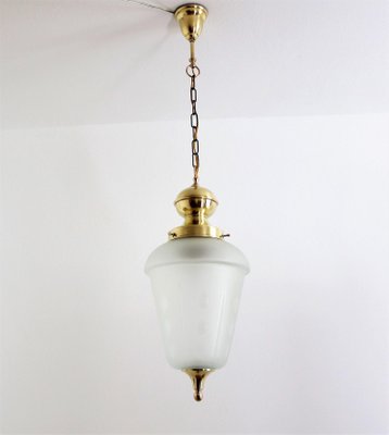 Italian Brass and Cut Glass Pendant Lamp, 1970s-VNE-966154